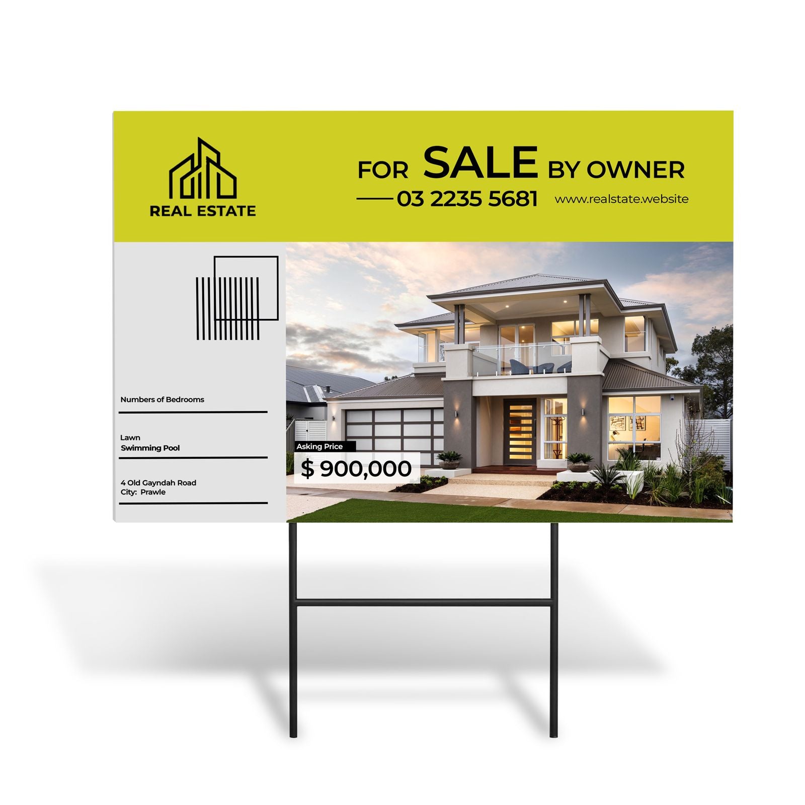 Real Estate Pointer Signs OPEN HOUSE SIGNS VividAds Print Room 90pcs x 600mm W x 450mm H Double Sided Step Stakes Not Included