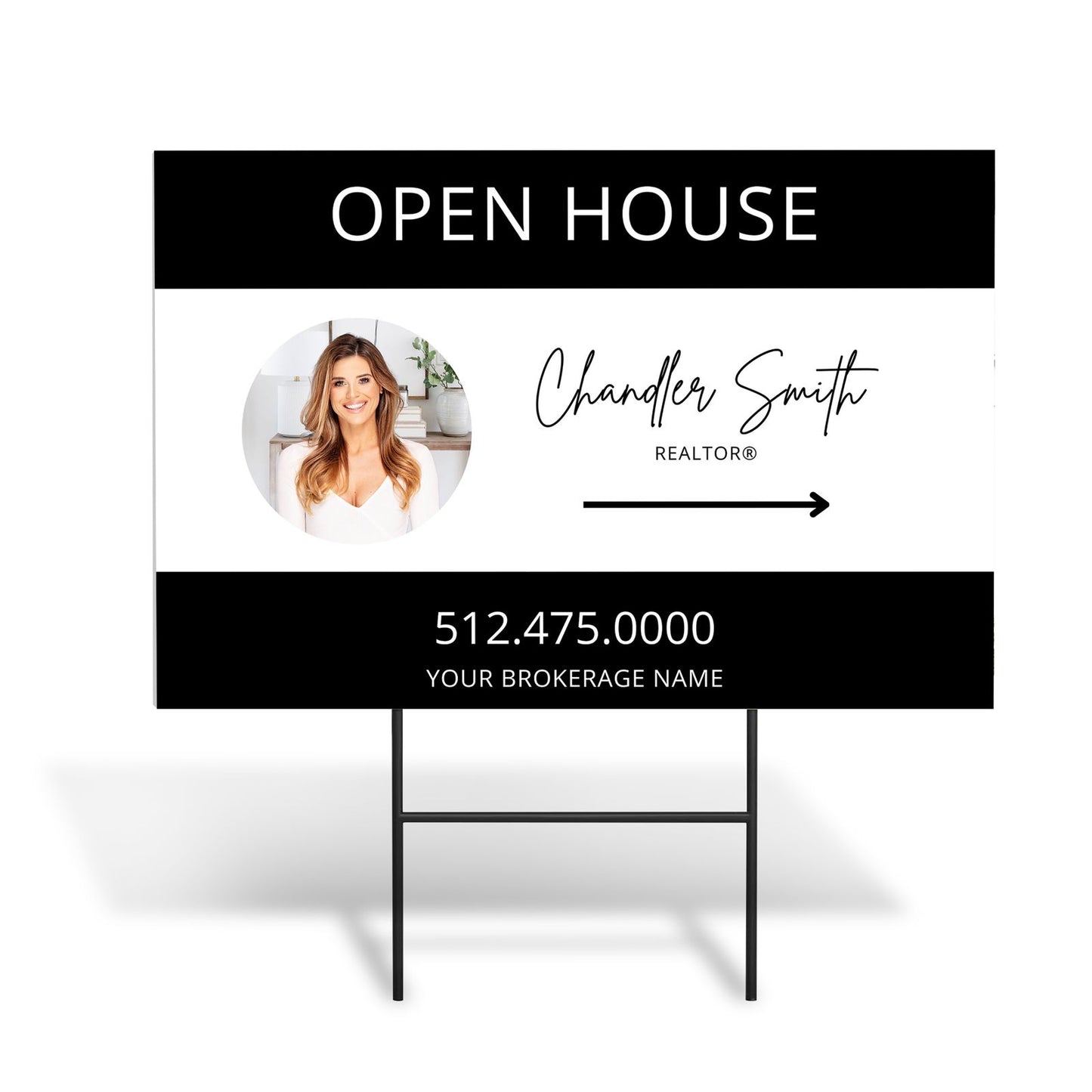 Real Estate Pointer Signs OPEN HOUSE SIGNS VividAds Print Room 600mm W x 450mm H  / Pack of 50 Signs Double Sided STEP STAKES NOT INCLUDED (Sold Separately)