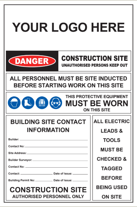 Building Construction Safety Signs Rigid Signs VividAds Print Room 25 x 600mm W x 900mm H Corrugated Plastic - 5mm No Eyelets