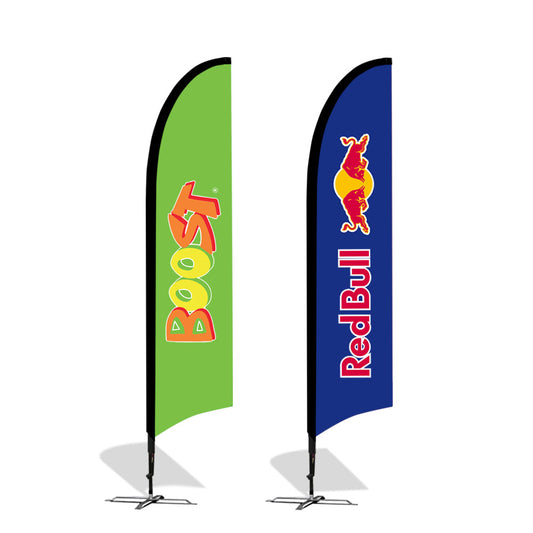 Bow Flags Promotional Flags VividAds.com.au Medium (3500mm H) Poles + Case Single-sided Ground Spike