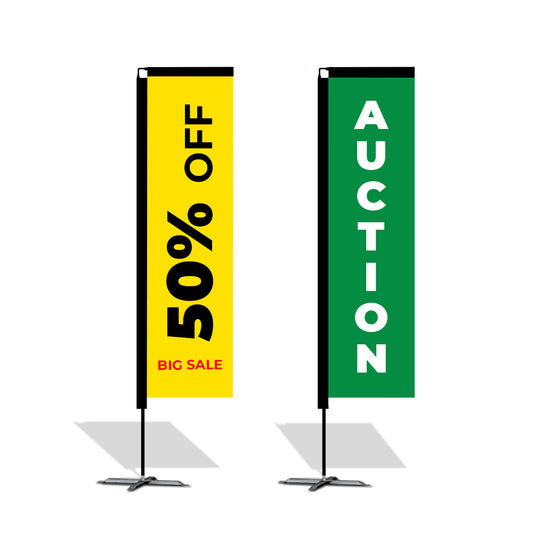 Rectangle Flags Promotional Flags VividAds.com.au Medium (2500mm H) Pole + Case Single-side Ground Spike