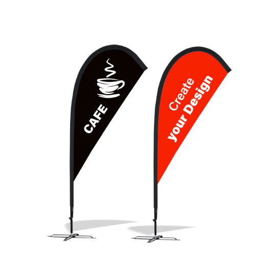 Teardrop Banners Promotional Flags VividAds.com.au Medium (3000mm H) Poles + Case Single-sided Ground Spike